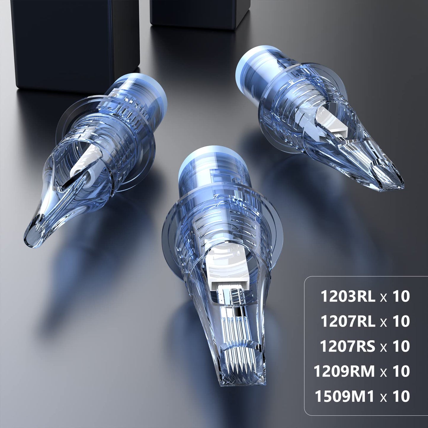 Padieoe Tattoo Cartridge Needles, 50pcs Mixed Tattoo Needle Cartridge Standard Cartridge Needles Round Liner Shader Magnum Tattoo Needle Tattoo Supplies 3RL 7RL 7RS 9RM 9M1 (50pcs 12#)