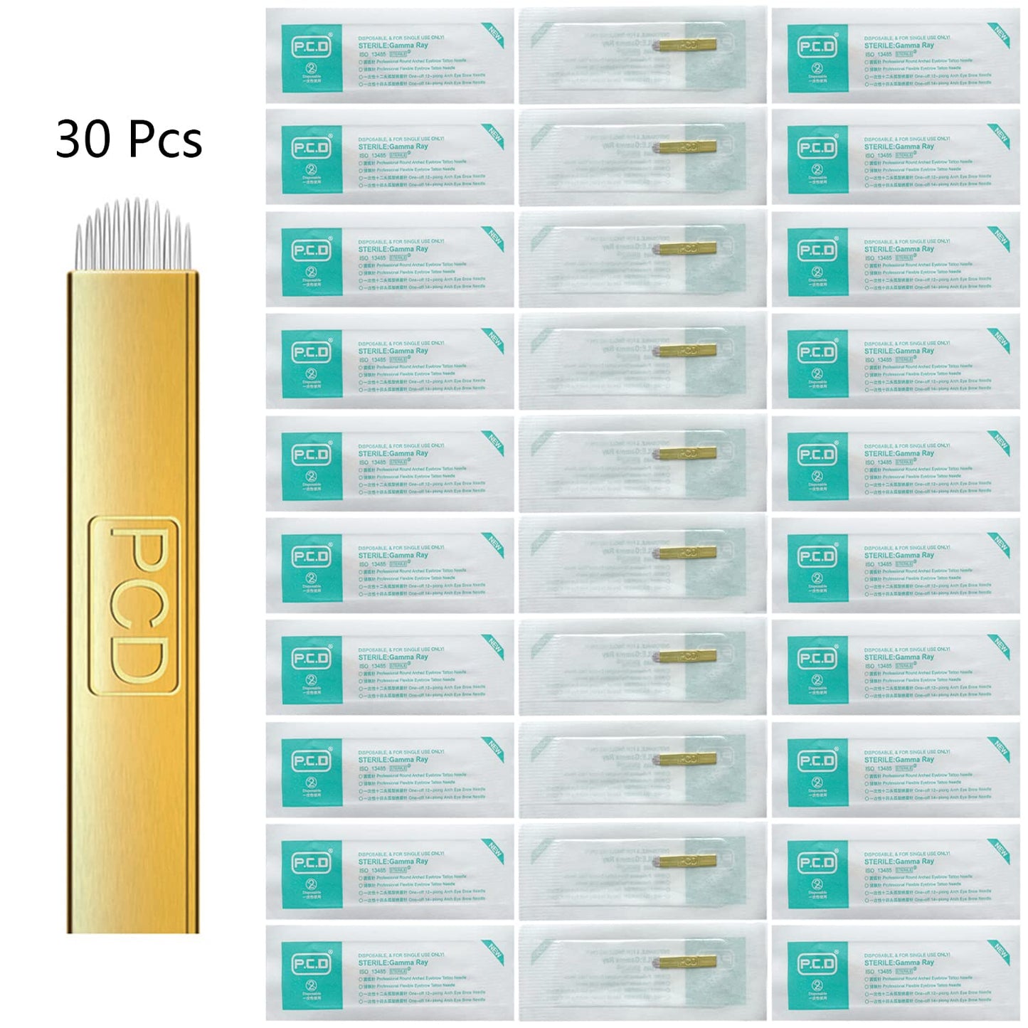 PCD U12 Mircoblading Needles 30Pcs,Permanent Makeup Needle Manual Eyebrow Tattoo Microblade for Single Use Only-12 Pins U Shape