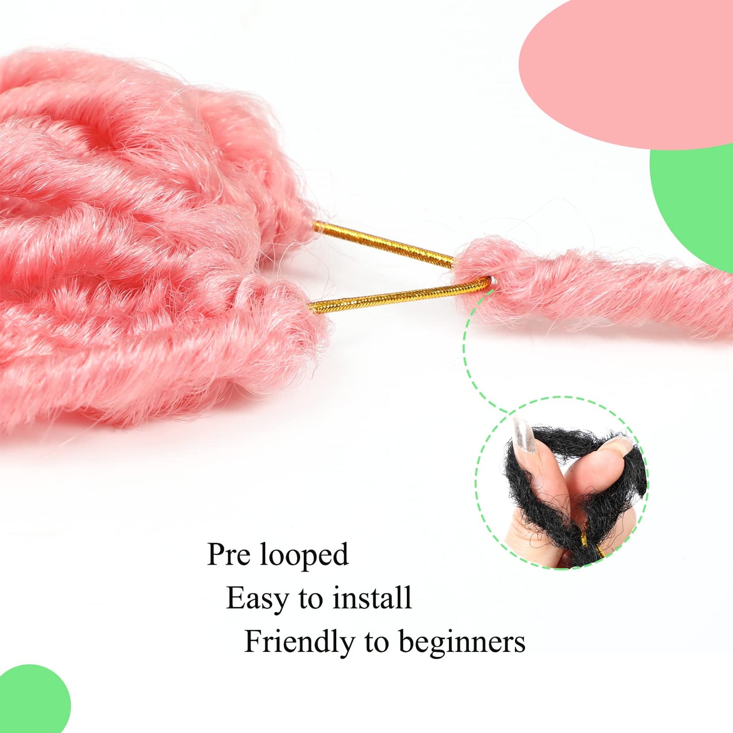 Pink Locs 7 Packs Faux Locs Crochet Hair 14 Inch New Soft Locs Crochet Hair Pre Looped Goddess Locs Crochet Hair for Women Crochet Braids Synthetic Hair Extensions/Pink