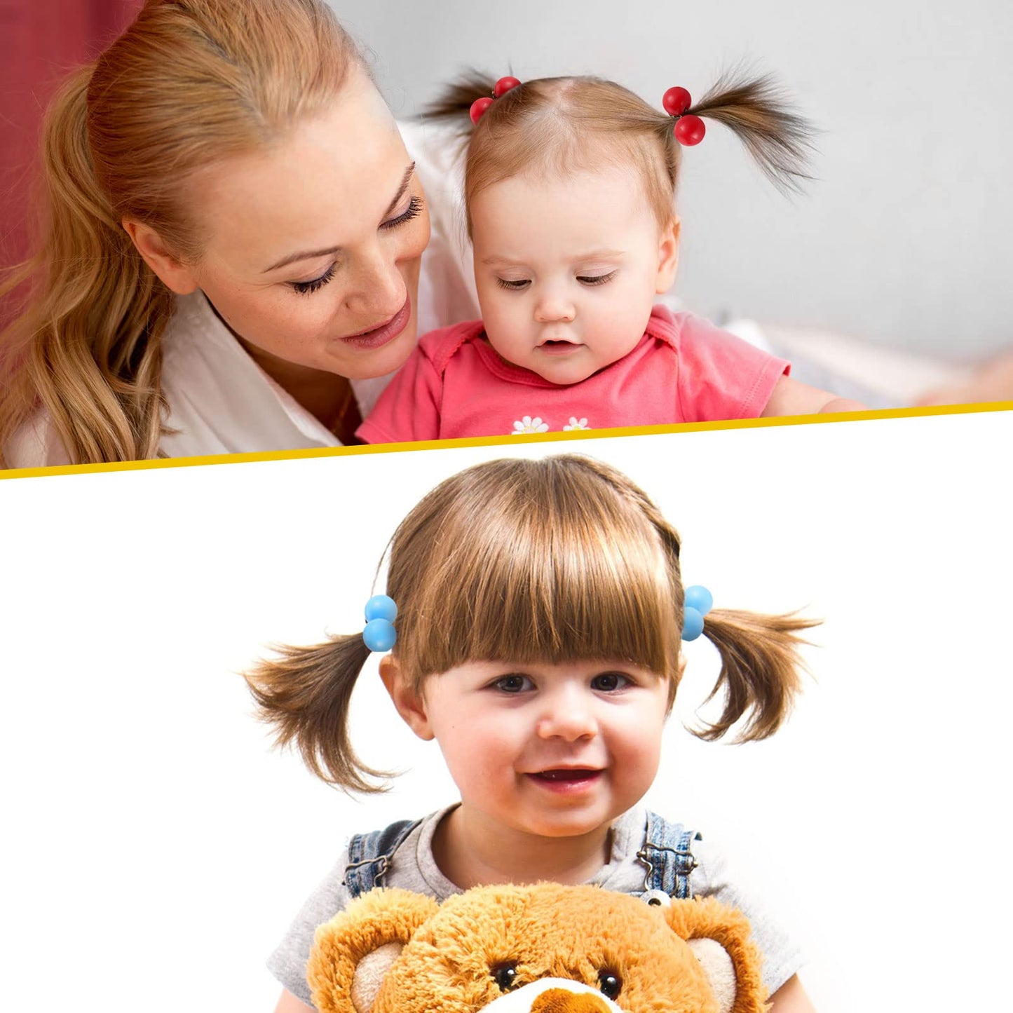 36 Pieces Hair Ties Hair Balls Ponytail Holders Colorful Twin Bead Ponytail Balls 80s 90s Elastic Hair Accessories for Baby Kid (Multicolor,16 mm)