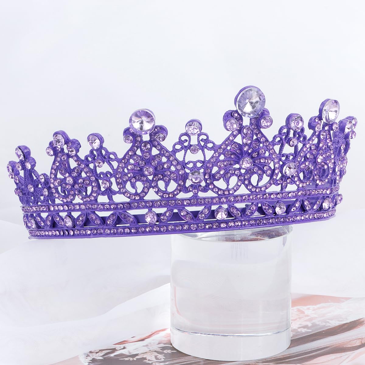TOBATOBA Purple Crown Purple Tiara Crystal Princess Tiaras for Women Rhinestone Royal Queen Crown, Wedding Tiara for Bride, Halloween Costume Women Wedding Birthday Pageant Prom Cosplay Party