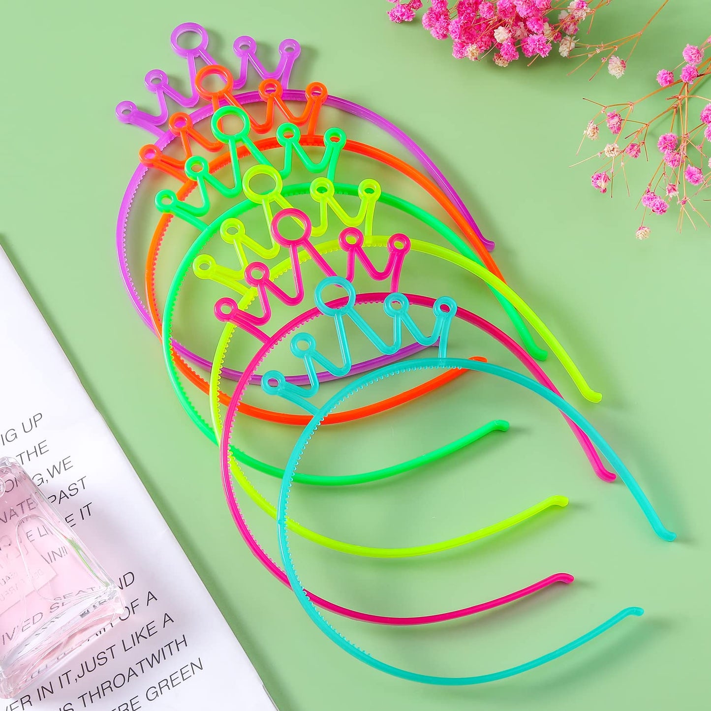 ZIRICHER 6 Colors Glow in the Dark Crowns Headbands, Plastic Light Up Hair Band Luminous Headband For Girls Party Crown Headbands