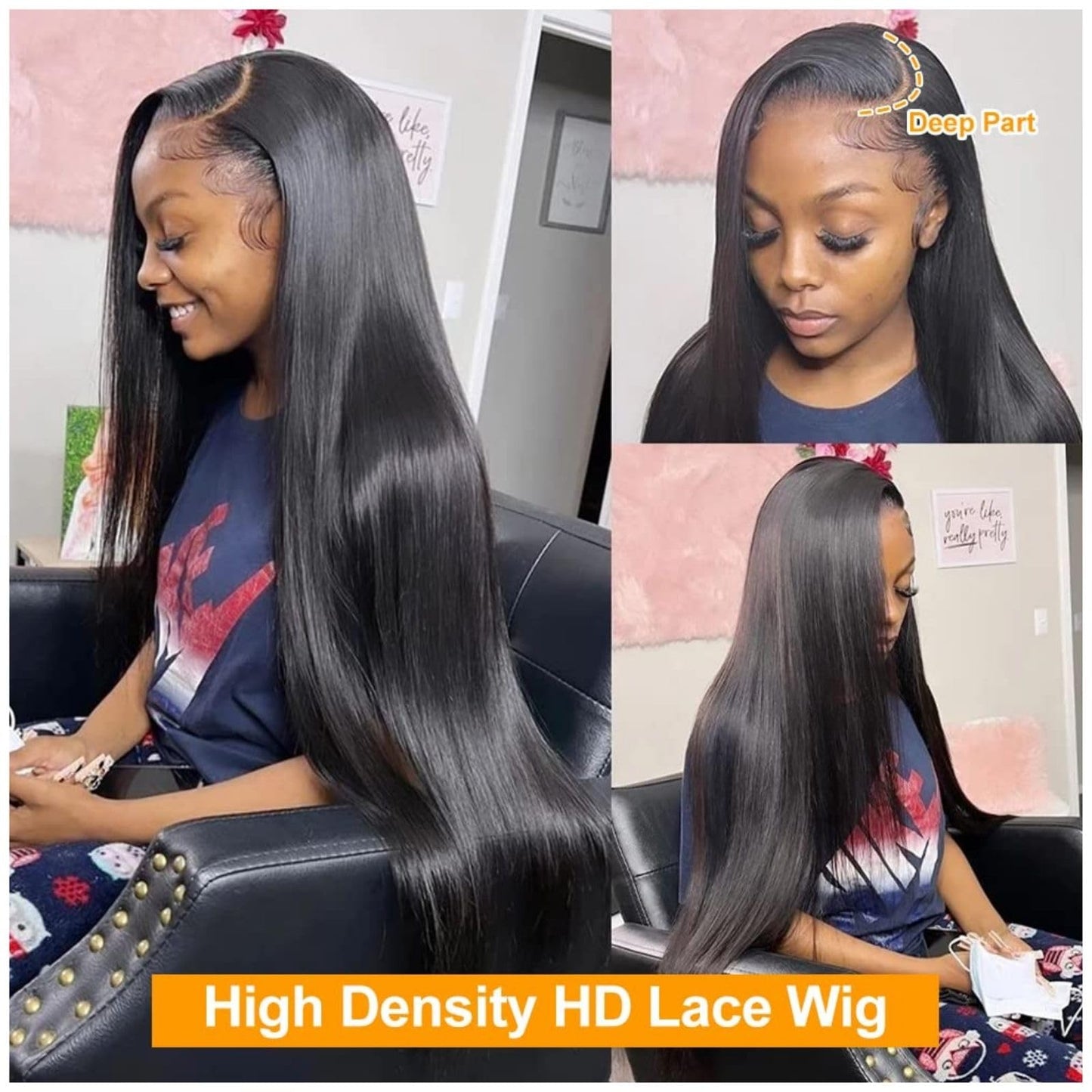 ZABUZAUN Straight Wig Human Hair 13x4 Wear and Go Lace Front Wigs Human Hair Wig For Black Women 20in 220% Density Straight Lace Front Wigs Human Hair With Baby Hair Pre Plucked HD Frontal Wig