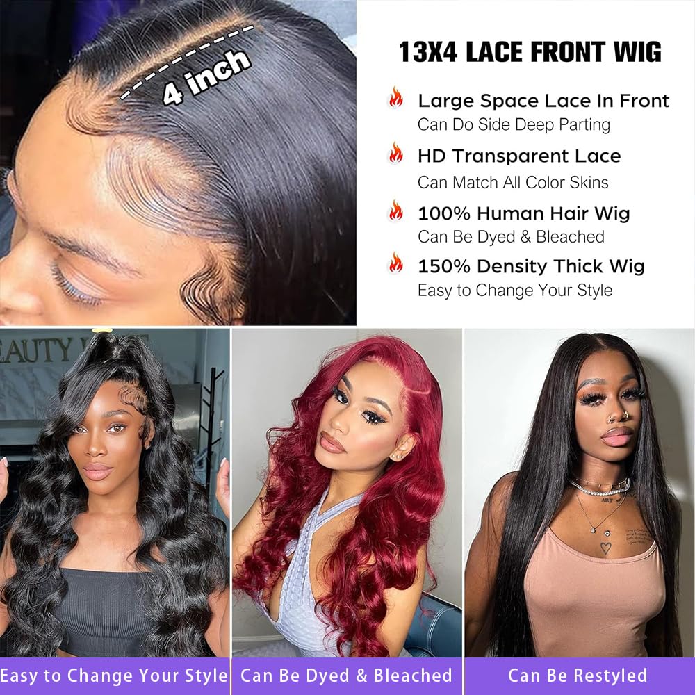 Armodeo Body Wave Lace Front Wigs Human Hair Pre Plucked 13x4 HD Lace Frontal Wigs Human Hair 150 Density Body Wave Wig For Black Women 22Inch
