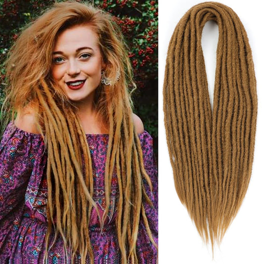 BUFENGSUN Straight Dreads Synthetic Double Ended Dreadlock Extensions 24inches 10 Strands Width 1.2cm Soft DE Dreadlocks Extensions for Women (10 Strands, 27#)