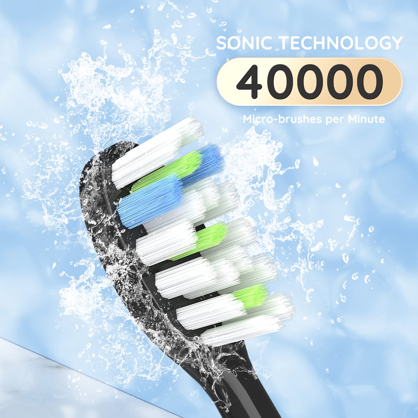 Sonic Electric Toothbrush, Sonic Toothbrush with 5X More Effective Cleaning Power, Rechargeable Electric Toothbrush with 8 Brush Heads, 4 Modes, Low Noise Design Electric Toothbrush for Adults