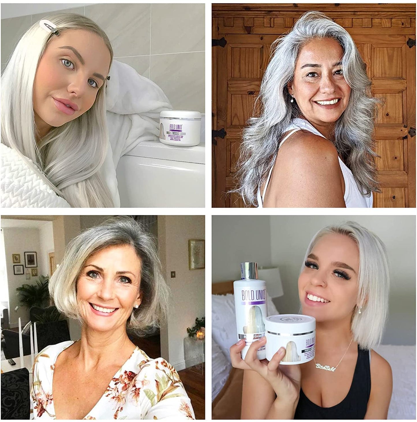 Purple Hair Mask - For Blonde, Platinum, Bleached, Silver, Gray, Ash & Brassy Hair, BoldPlex 3 Hair Treatment, and Coconut Hair Mask Bundle - Paraben & Sulfate free, Cruelty-free & Vegan