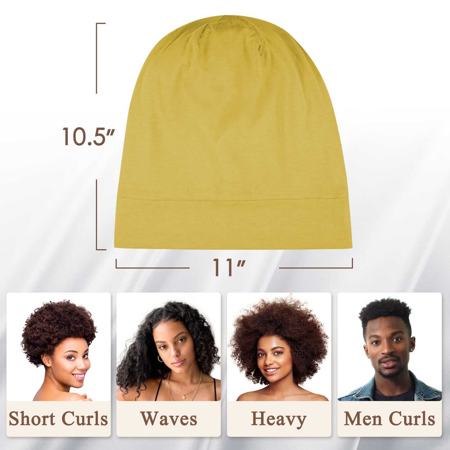 OLESILK 100% Mulberry Silk Bonnet for Sleeping Women, Silk Hair Wrap for Sleeping, Silk Sleep Bonnet for Women&Men, Real Silk, Not Satin, Yellow