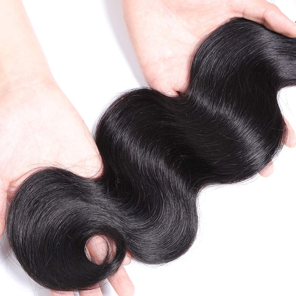 10A Body Wave Bundles Raw Real Human Hair Bundles 18 20 22 Inch 100% Unprocessed Brazilian Virgin Human Hair 3 Bundles 1B Color for Black Women