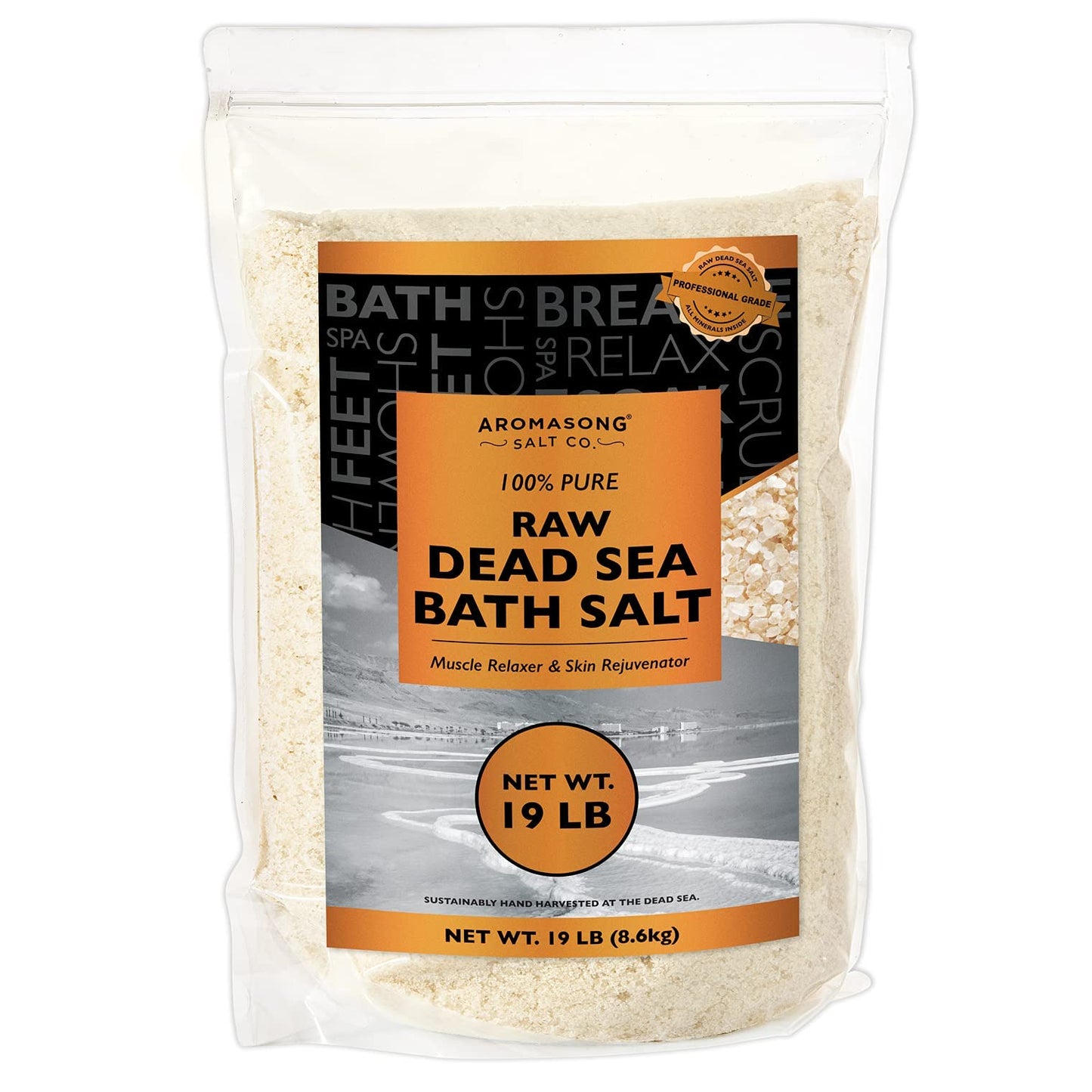 20 lbs Raw Dead Sea Bath Salt in Resealable Pack with 100% Pure Dead Sea Mud Facial Mask - 5 Minute Mask - No Ingredients Added