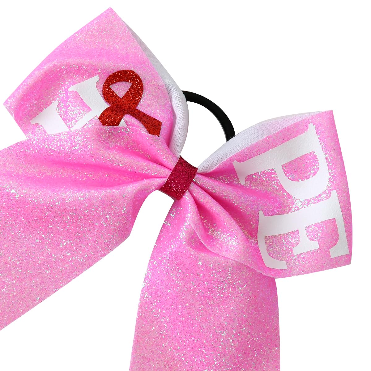 6 Pcs Pink Sequin Grosgrain Ribbon Glitter Hair Bows for Breast Cancer Awareness, Cheer Team Gifts for Teens