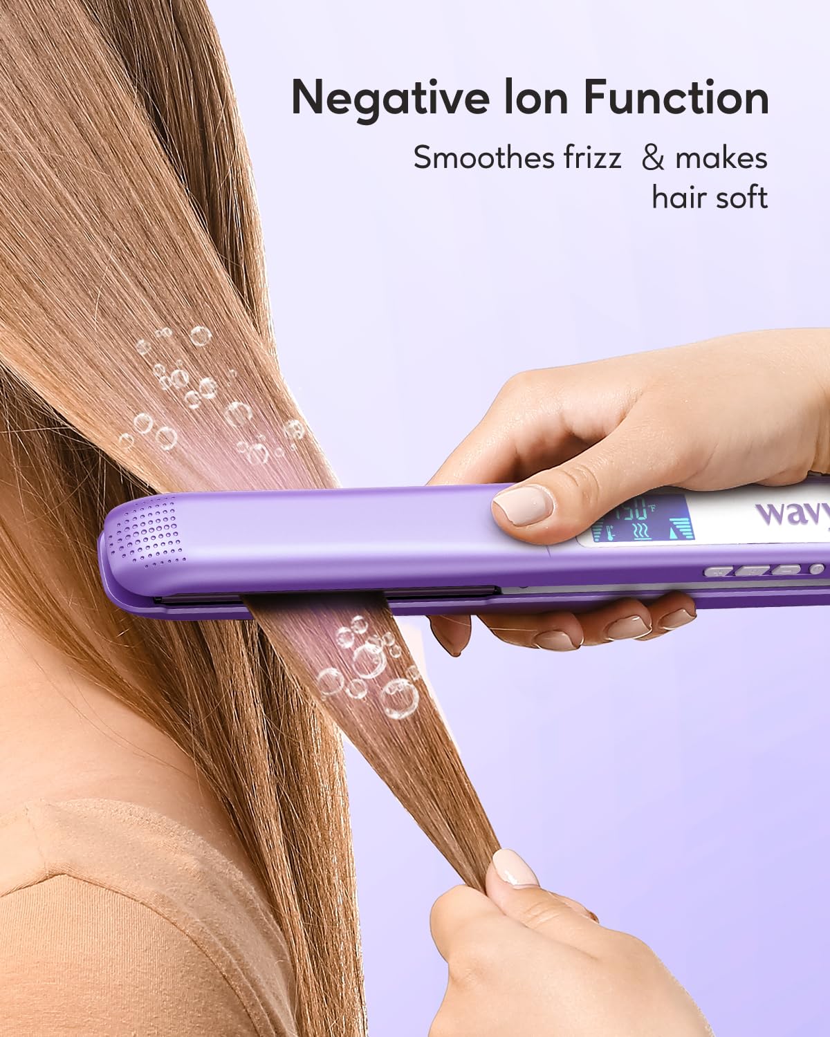 Wavytalk 5 in 1 Curling Iron Set + 1 Inch Negative Ion Flat Iron Hair Straightener (Purple)