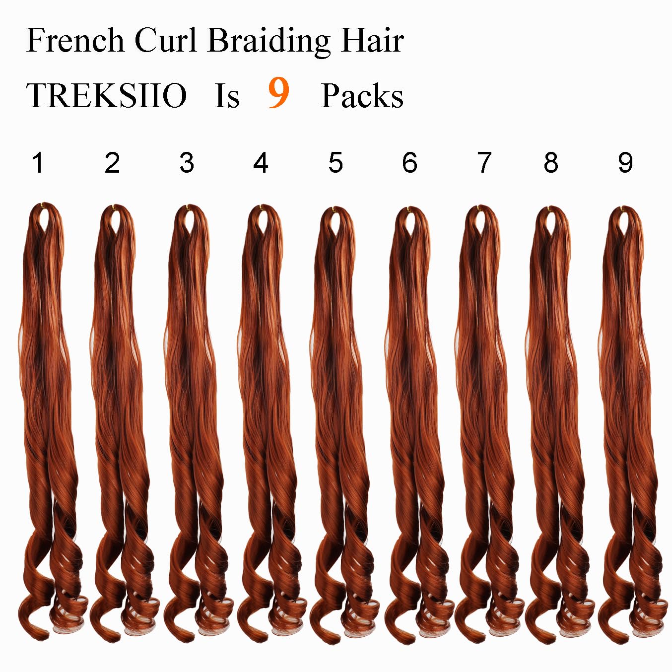 TRESKIIO 9 Packs 24 inch French Curl Braiding Hair Pre Stretched Wavy Synthetic Hair Extensions Premium french curly braiding hair expression pre stretched braids french curls crochet hair,350