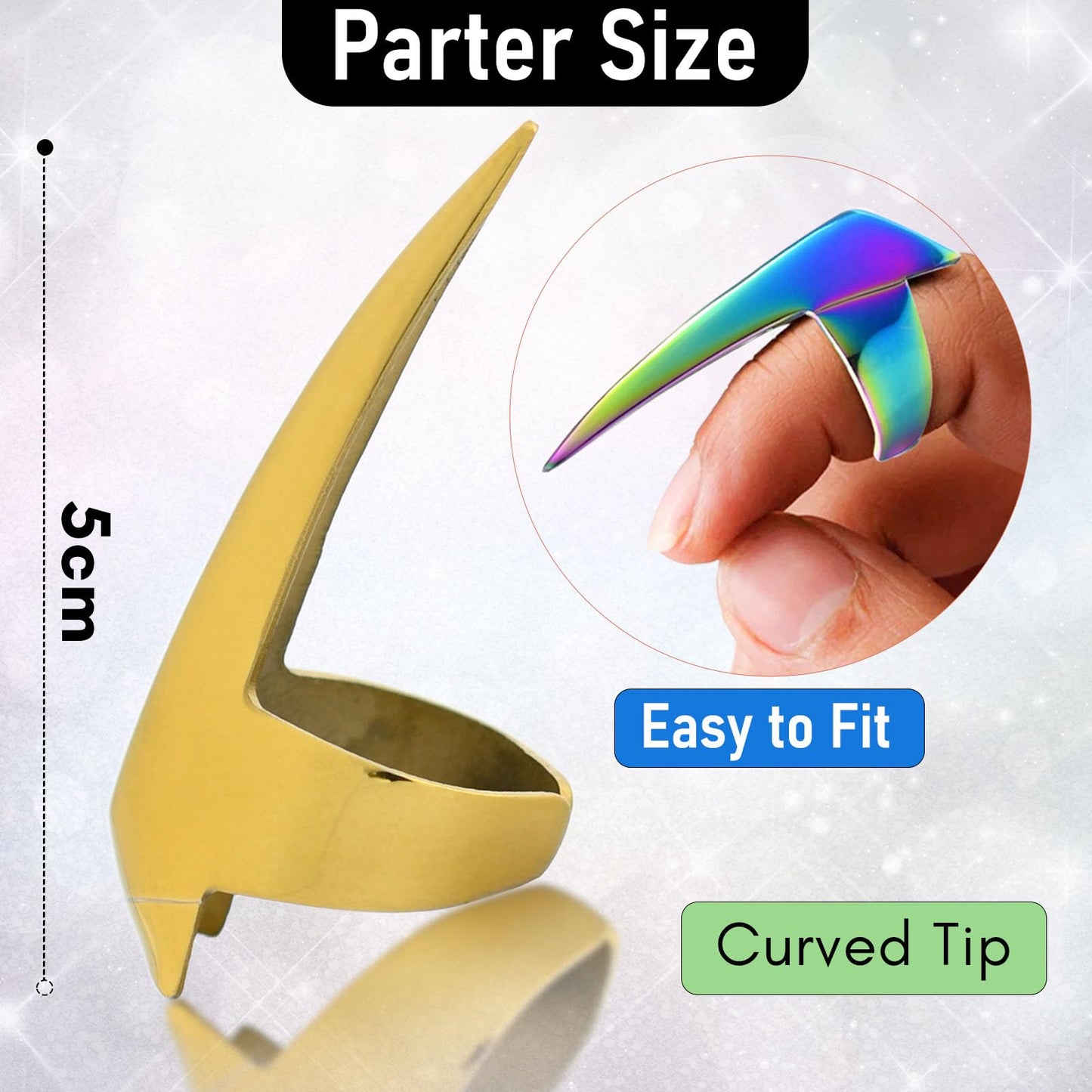 Quick Hair Parting Tool & Braid Sectioning Ring- Stainless Steel Stitch Braid Tool Finger for Durable Dreadlocks Wig & Installation of Human Hair Extensions Braiding Tools (Gold)