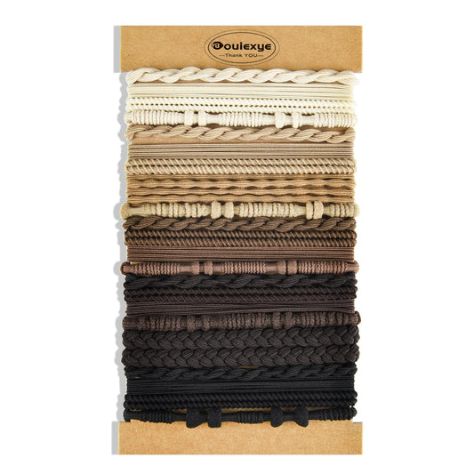Bouiexye Hair Ties Bracelets for Women, 24PCS Boho Hair Accessories, Hair Ties for Thick Thin Hair Medium Long Hair, No Damage, Retro B