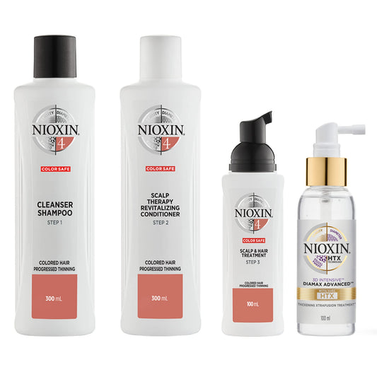 Nioxin System Kit 4, Cleanse, Condition, and Treat the Scalp for Thicker and Stronger Hair, 3 Month Supply + Nioxin Diamax Hair Thickening Treatment for Instant Hair Fullness