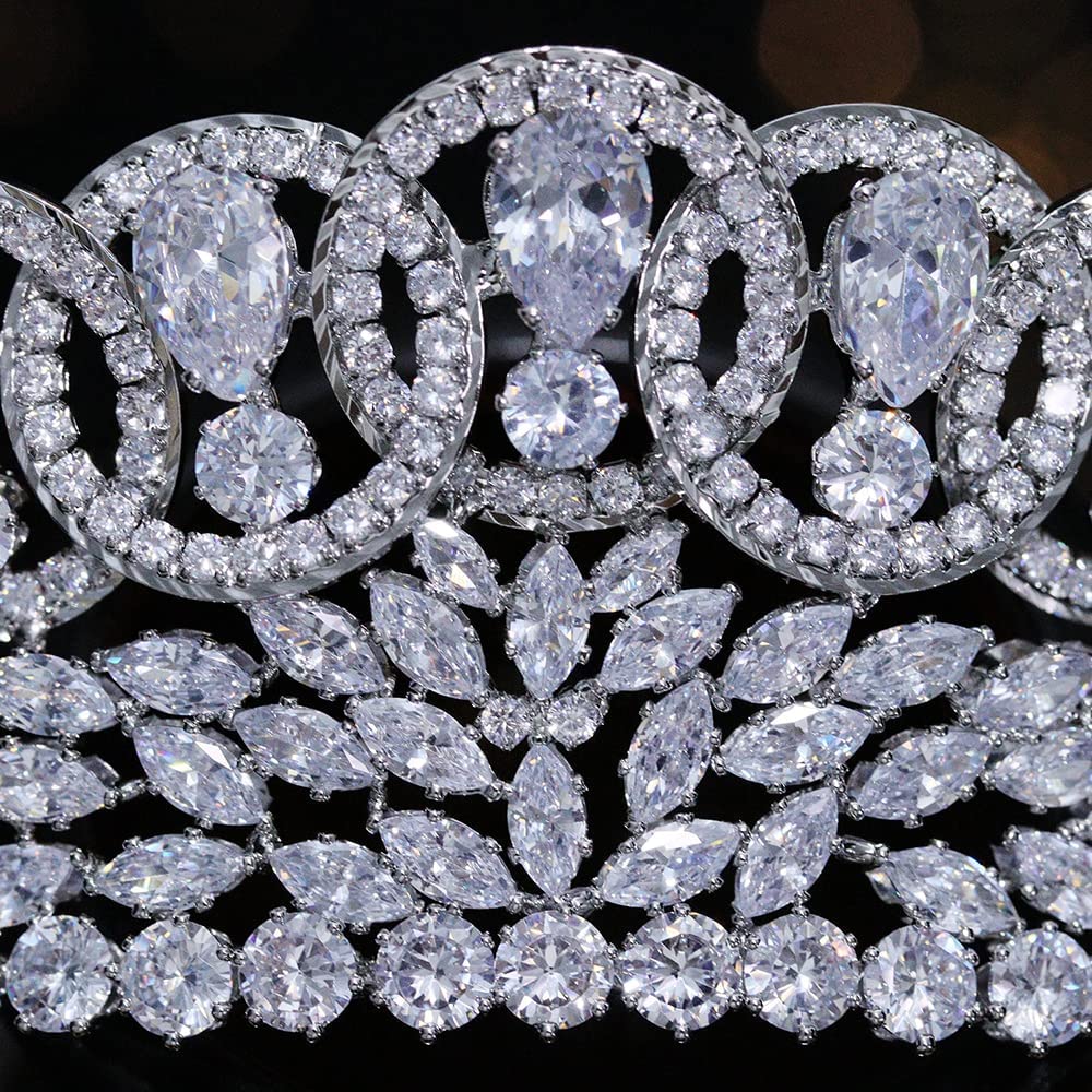 5A level Cubic Zirconia Small Wedding Tiaras and Crowns for Women CZ Pageant Sweet 16 Headpiece Bridal Hair Accessories Silver HG0028