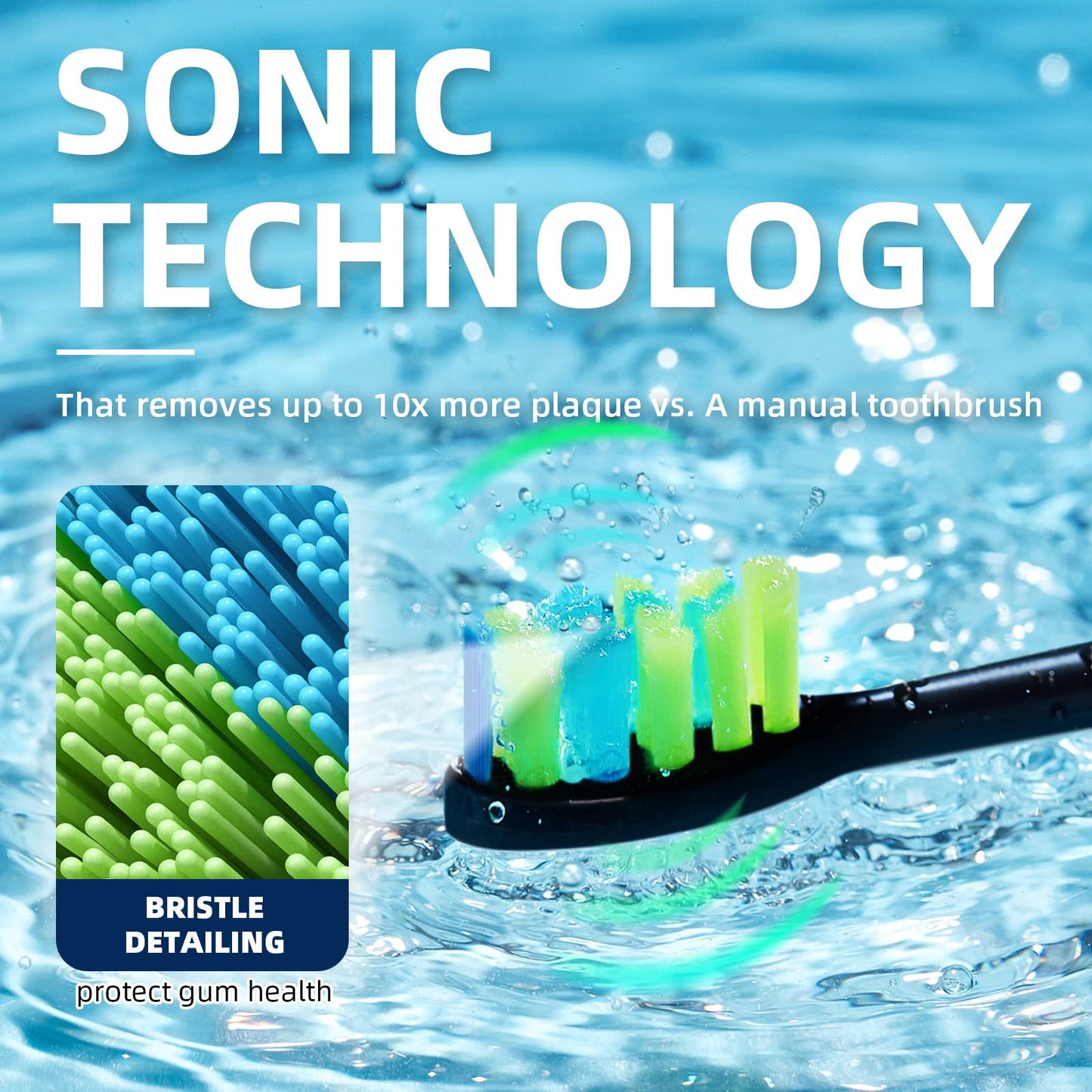 7AM2M Sonic Electric Toothbrush for Adults and Kids, with 8 Brush Heads and Travel Case,5 Modes with 2 Minutes Build in Smart Timer, One Charge Use for 90 Days, Rechargeable Toothbrushes(Black)