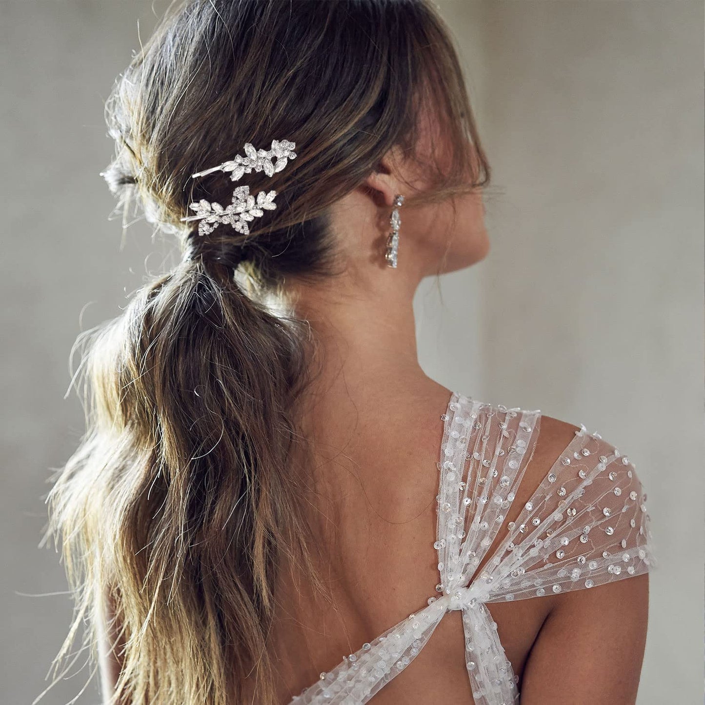 4 Pieces Bridal Hair Clips, Rhinestone Hair Accessories Leaf Wedding Hair Pins Crystal Bobby Pins Silver Hairpin Jewelry Barrette for Brides Bridesmaids Flower Girls (Elegant Type)