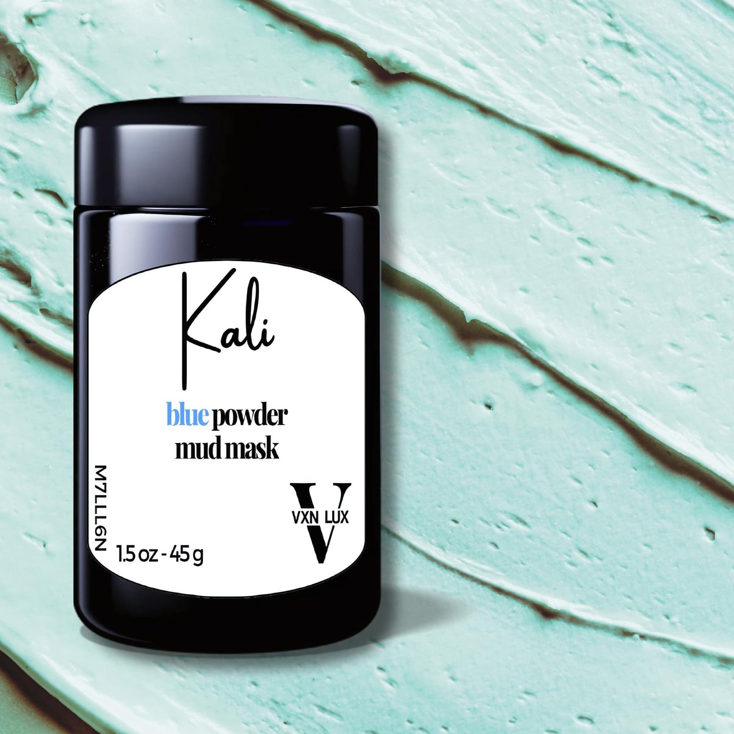 VXN LUX Kali Blue Powder Mud Mask - Vitamin-Rich Spirulina Mask - Cambrian Blue Clay, Kaolin Clay & Blue Tansy Oil - Pore Cleansing Mask & Acne Face Mask - 45g