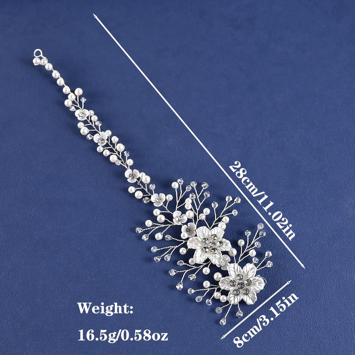 VMila Wedding Pearl Hair Comb - Bridal Hair Accessories with Flower and Diamond Vine for Women and Girls