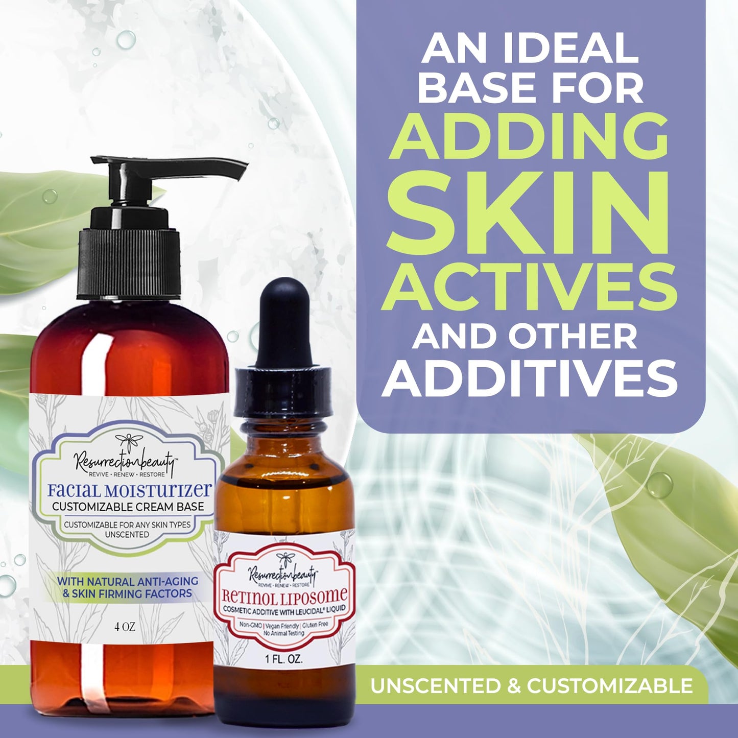 RESURRECTIONbeauty Facial Moisturizer | Unscented Day Or Night Face Cream Base With Natural Anti-Aging Ingredients | Organic Moisturizer, 4 oz - 2 PACK