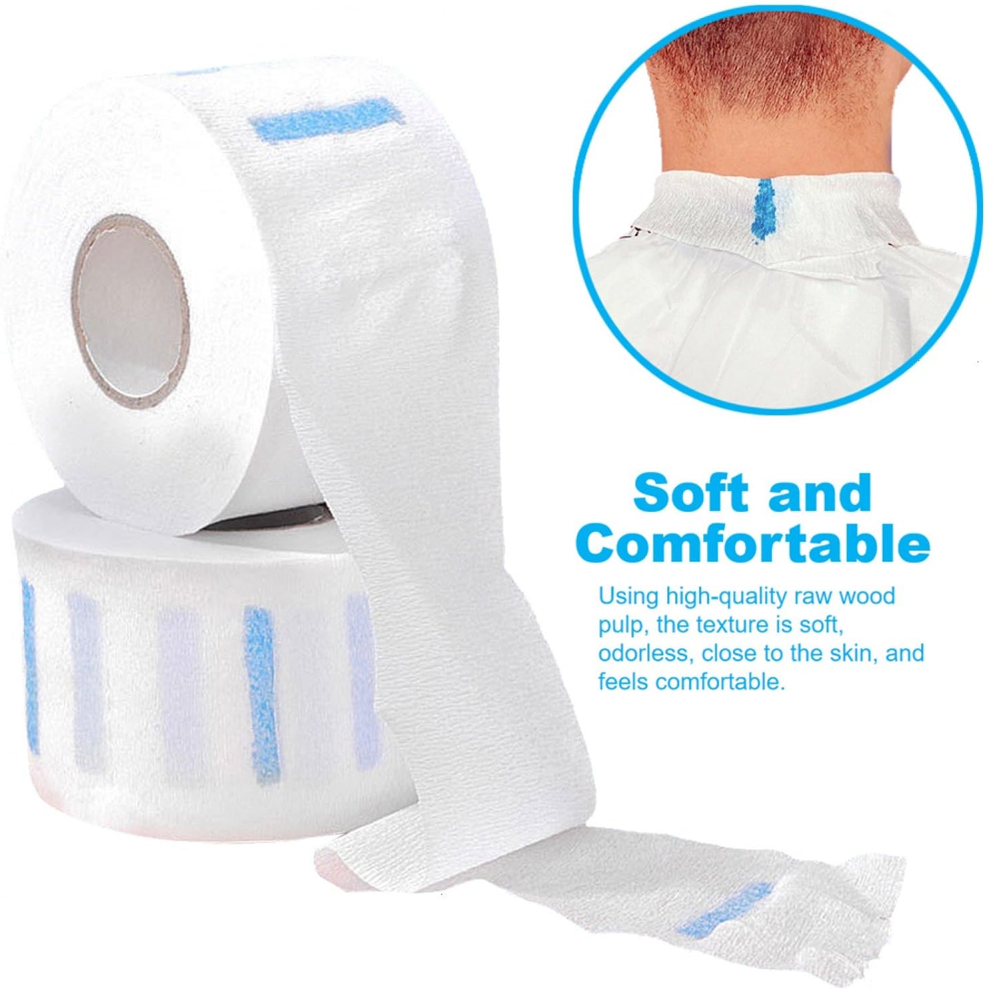 SenseYo 5 Rolls Barber Neck Paper Strips Band Disposable Haircutting Stretchy Barber Neck Tissue Wrap for Salon Haircut Spa Massage