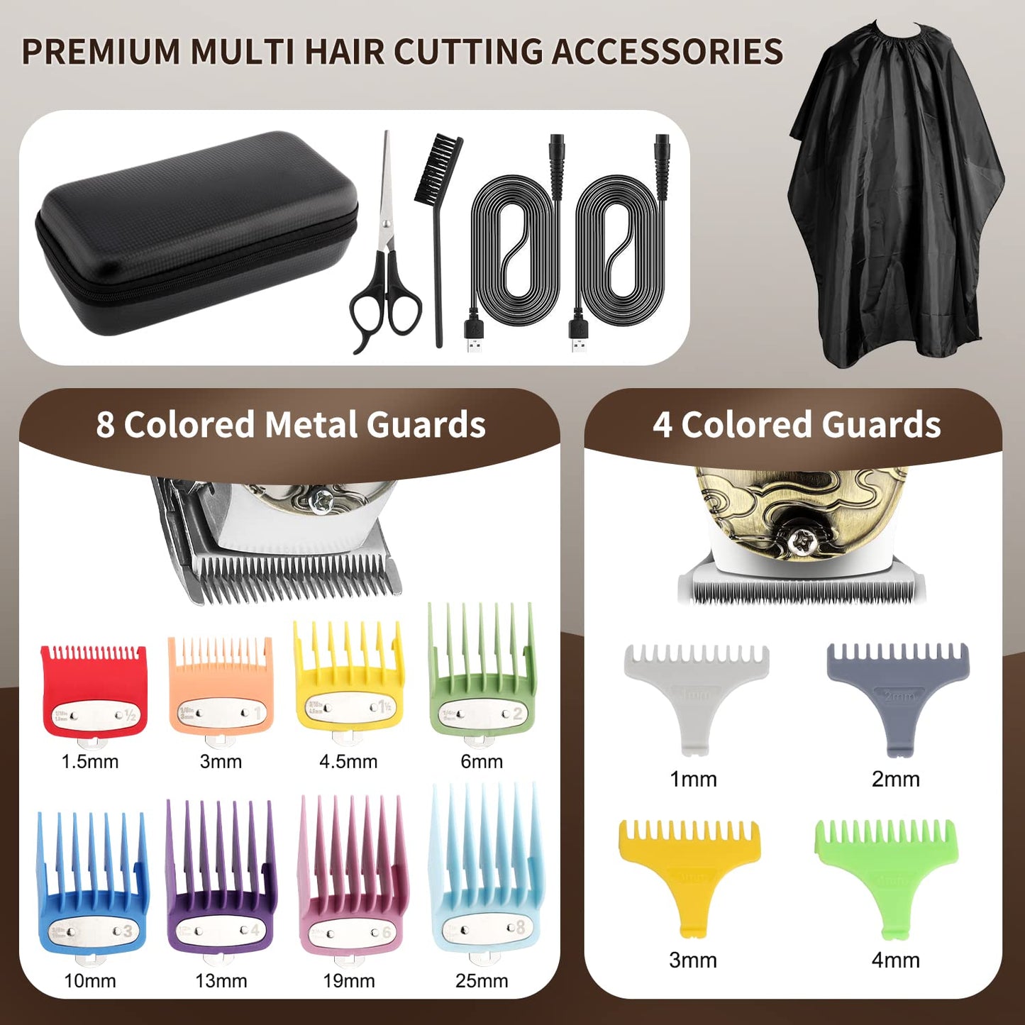 Suttik Professional Hair Clippers for Men Beard Trimmer Set with Case, Cordless Barber Clippers for Hair Cutting Grooming Kit, Rechargeable, LCD Display,Gift for Men