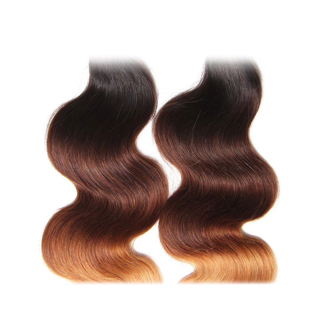 Sunber Ombre Brazilian Hair Bundles Body Wave 12A Grade Human Virgin Hair One Bundles 3 Tone 1B/4/27 Color Hair Extensions 18Inch T1B/4/27 Color