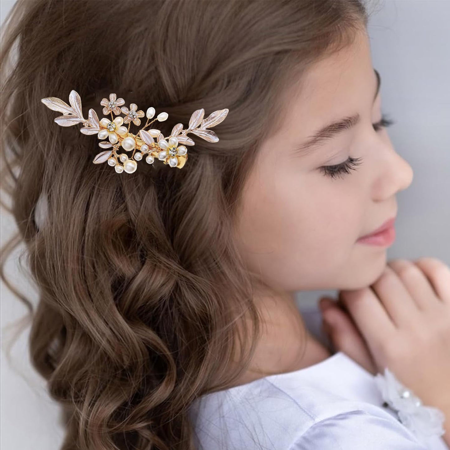 Brides Wedding Crystal Flower Hair Combs, Vintage Hair Clips French Rhinestone Barrettes, Pearl Flower Hair Pins Hair Accessories for Women Girls Bridesmaids