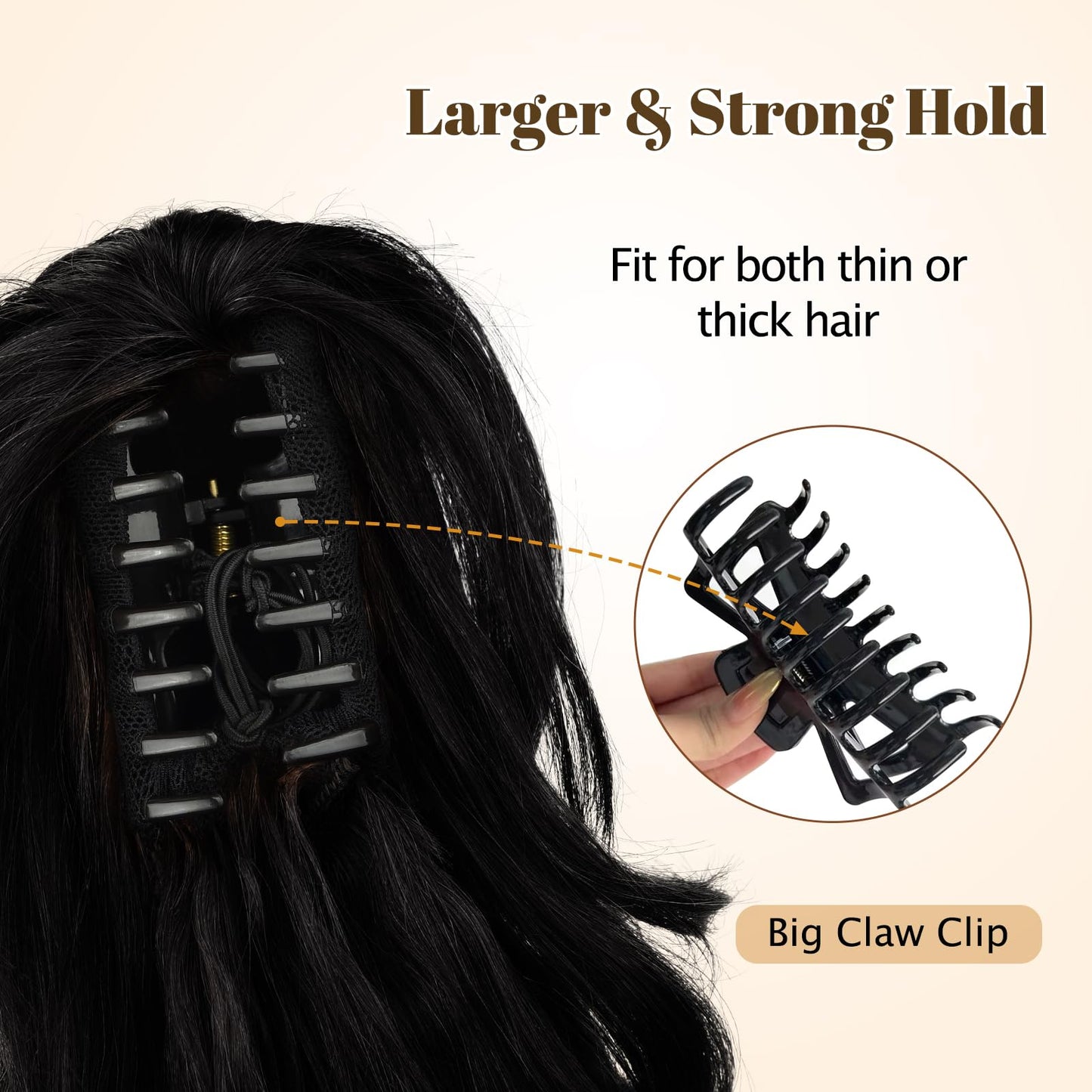 RICH BRIA Ponytail Extensions Real Human Hair Claw Clip in Pony Tails for Women Curly Ponytails Hair Extension 10 inch Jet Black 2.47oz