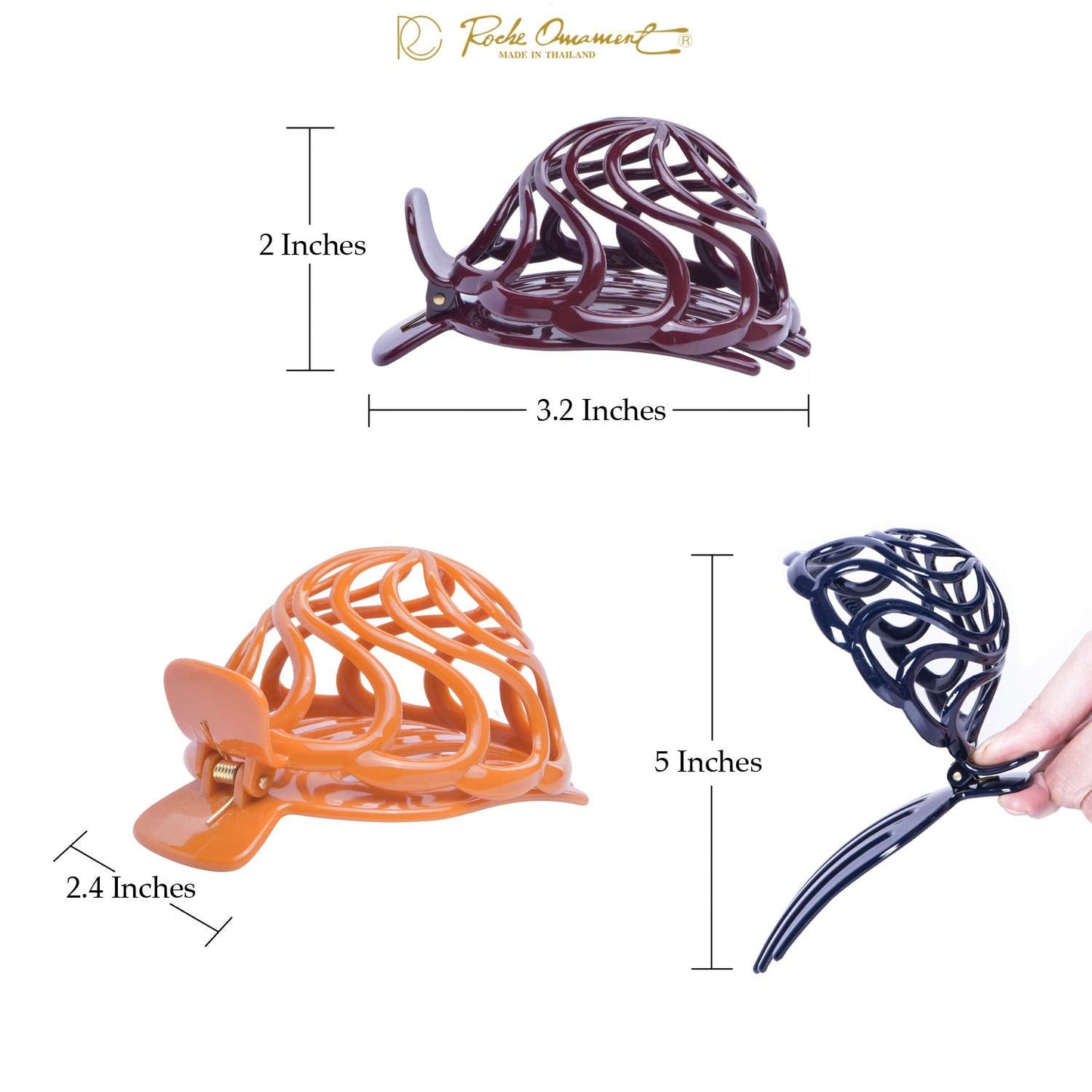 RC ROCHE ORNAMENT 6 Pcs Womens Shell Dome Round Circle Stylish Plastic Strong Grip Hinge Side Slide Bun Maker Clips Girls Beauty Accessory Hair Clip, Medium Classic Multicolor