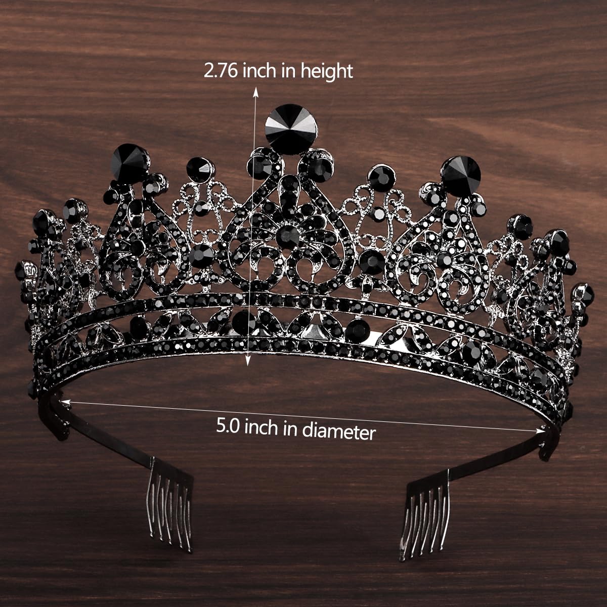 TOBATOBA Black Tiara Black Crown for Women, Gothic Crown Halloween Wedding Tiara Halloween Costumes for Women, Queen Crown Black Wedding Gothic Tiara Halloween Accessories for Women Prom Cosplay Party