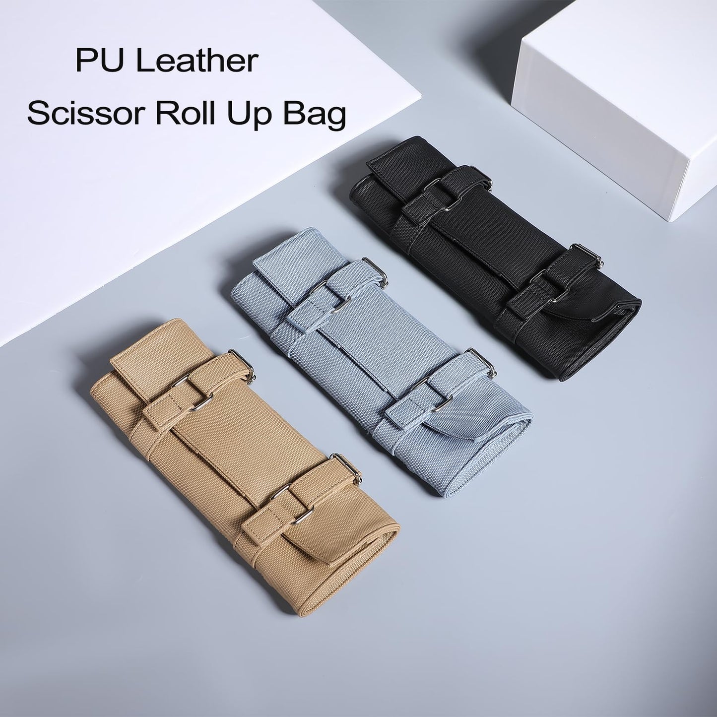 Scissors Holster for Hair Stylist 14 Pockets Scissor Pouch Cases Salon Tools Roll Up Organizer for Barber Hairdresser Groomer (Roll Up (Black))