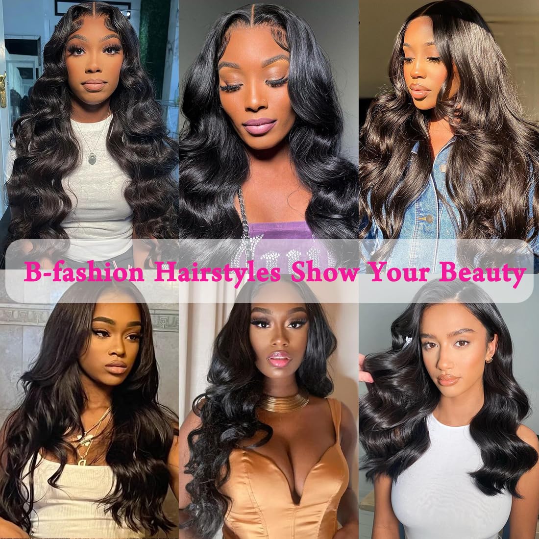 B-fashion Wear and Go Glueless Wig 24 Inch Body Wave 4x4 Lace Closure Wigs Pre Cut Lace Front Wigs Human Hair Pre Plucked Human Hair Wigs for Women Beginners (Natural Black)