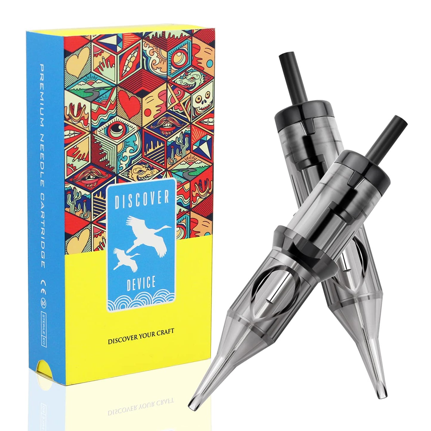 Tattoo Needle Cartridges DISCOVER 20pcs Disposable Tattoo Needle Cartridges with Membrane Safety Cartridges Round Liners (1205RL)