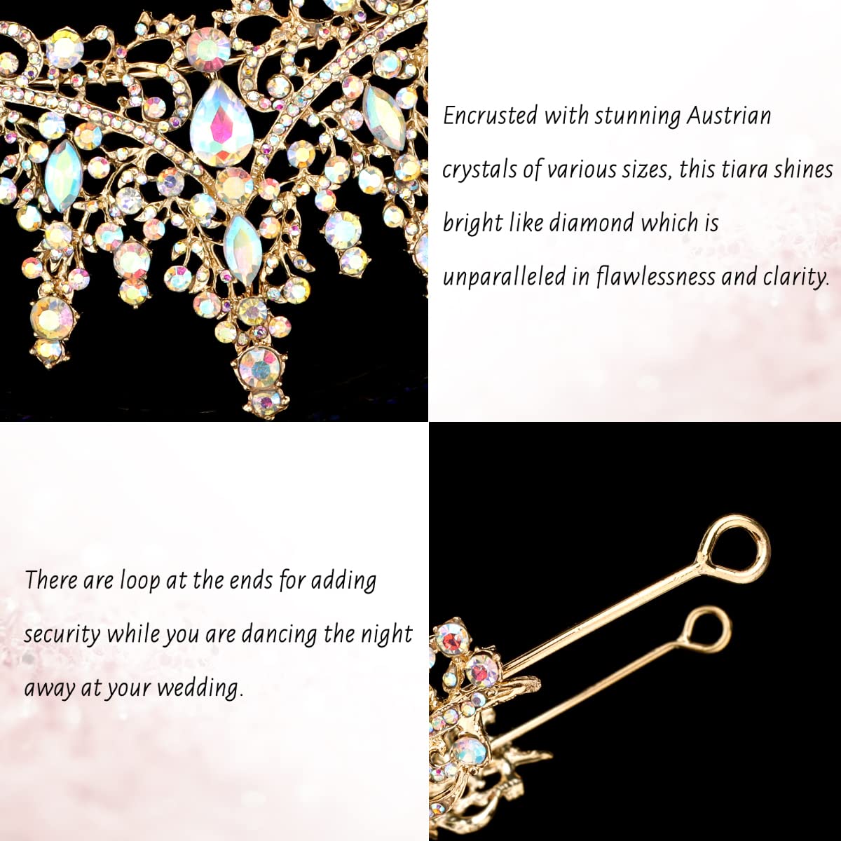 TOBATOBA AB Gold Crown for Women Wedding Tiara for Bride Queen Crown Crystal Tiaras and Crowns for Women Royal Princess Quinceanera Headpieces for Birthday Prom Pageant Halloween Cosplay Accessories