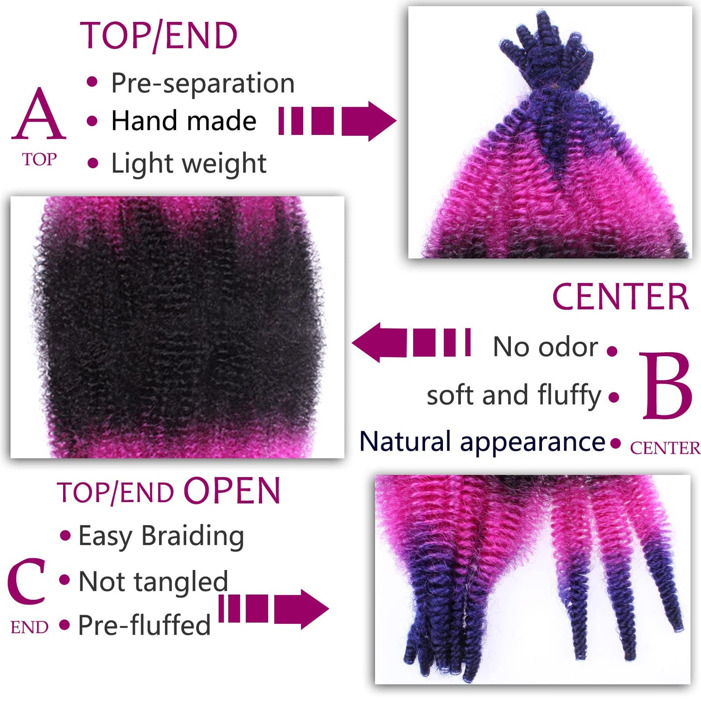 ZRQ 24 Inch Pre Separated Springy Afro Twist Hair 8 Packs Marley Twist Braiding Hair for Faux Locs Crochet Hair Synthetic Protective Spring Twist Hair Extensions for Black Women (49#)