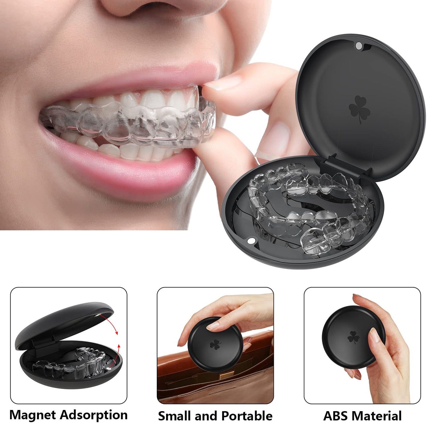 ARGOMAX - 2 Pack Retainer Mouth Guards Travel Cases, Black + Black.