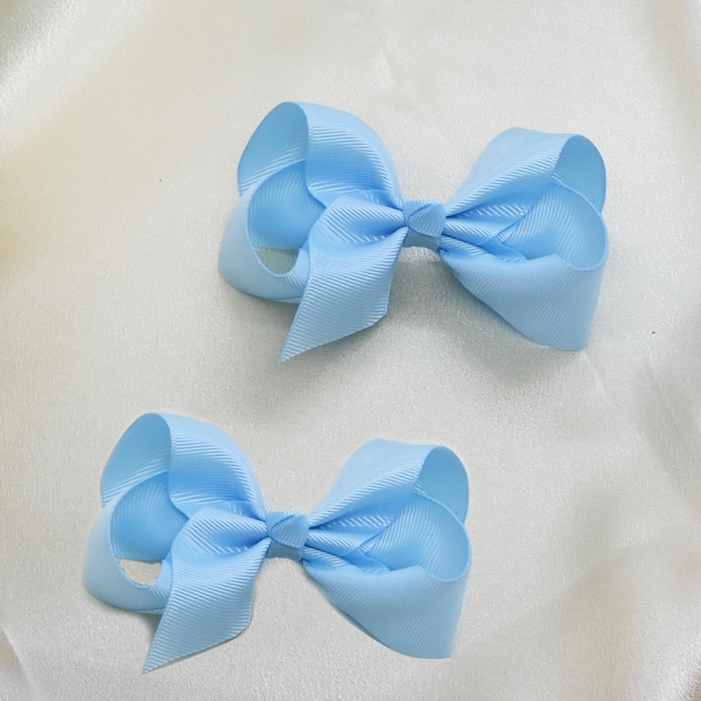 4.5" Alligator Hair Clips with Grosgrain Ribbon - Solid Color Girls' Toddler Hair Accessories (Blue)
