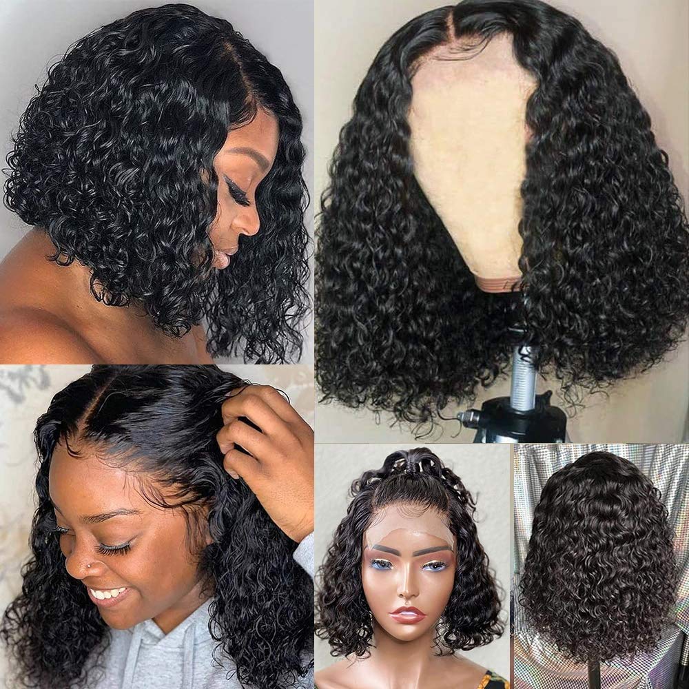 SINGLE BEST Curly Lace Front Wigs Human Hair Pre Plucked Brazilian Kinky Curly Lace Frontal Wig with Baby Hair 9A Natural Hair Wigs for Black Women(18inch)