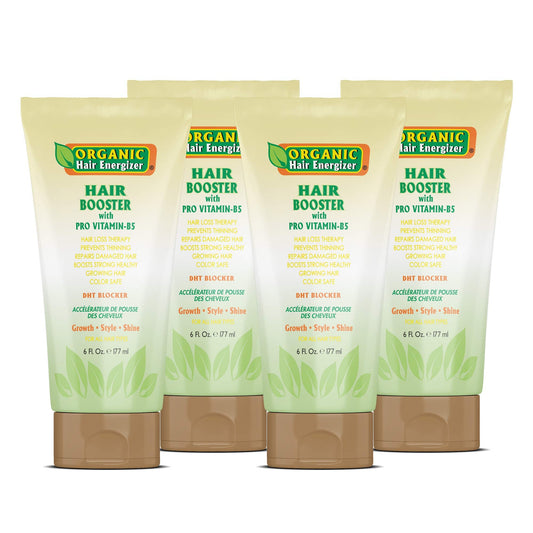 Organic Hair Energizer Pro Vitamin-B5 Hair Growth Booster, 6 fl oz (Pack of 4) DHT-Blocker, Sulfate-Free & Paraben-Free - for Thinning & Receding Hair - Color Safe for Men, Women & Teens
