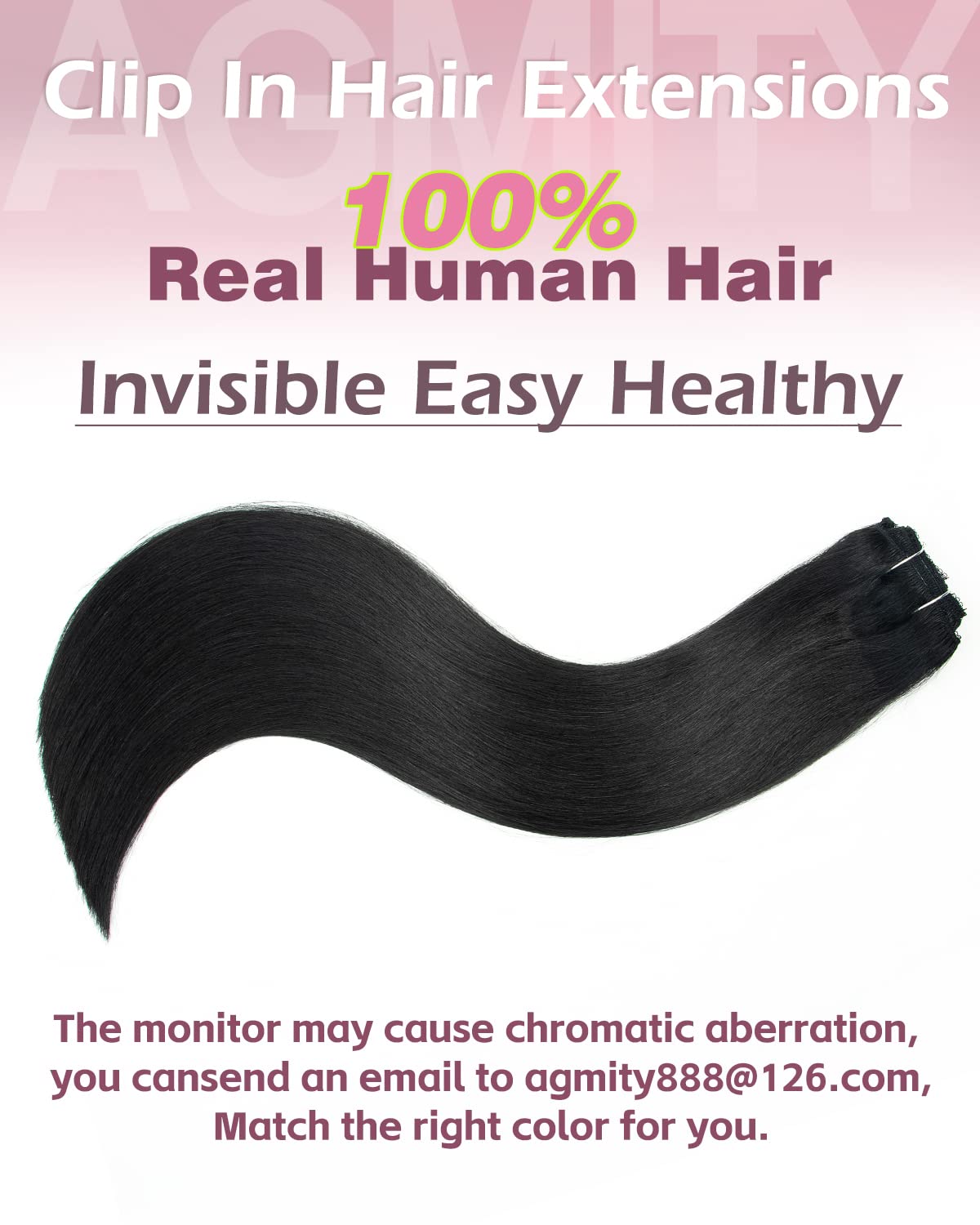 AGMITY Clip in Hair Extensions 100% Real Human Hair Jet Black 18 inches 7Pcs 120g Seamless Double Weft Straight Remy Hair Extensions Clip in Human Hair Thick(18 inches #1 Jet Black)