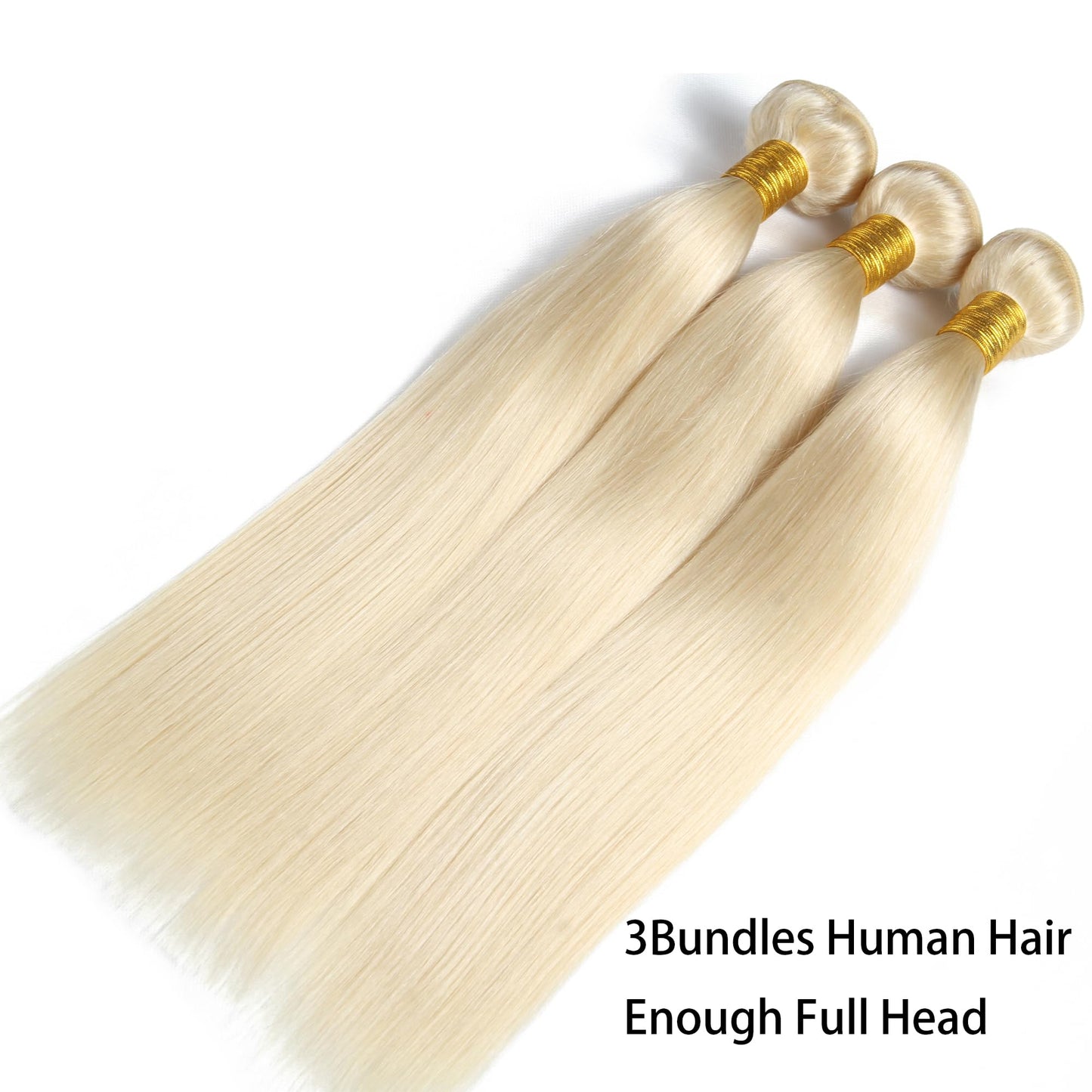 613 Bundles Human Hair 3Bundles/set #613 Light Blonde Color Real Human Hair Bundles Extensions 3Bundles Can Be Full Head Blonde Bundles (10 12 14 Inch)