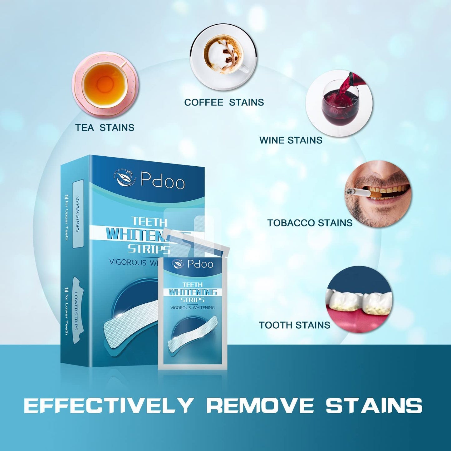 Teeth Whitening Strip - Whitening Strips for Teeth Sensitive, Professional Teeth Whitening Strips, Fast Remove Smoking, Coffee, Wine Stains, Teeth Whitening Kit Pack of 28 Non-Slip Strips