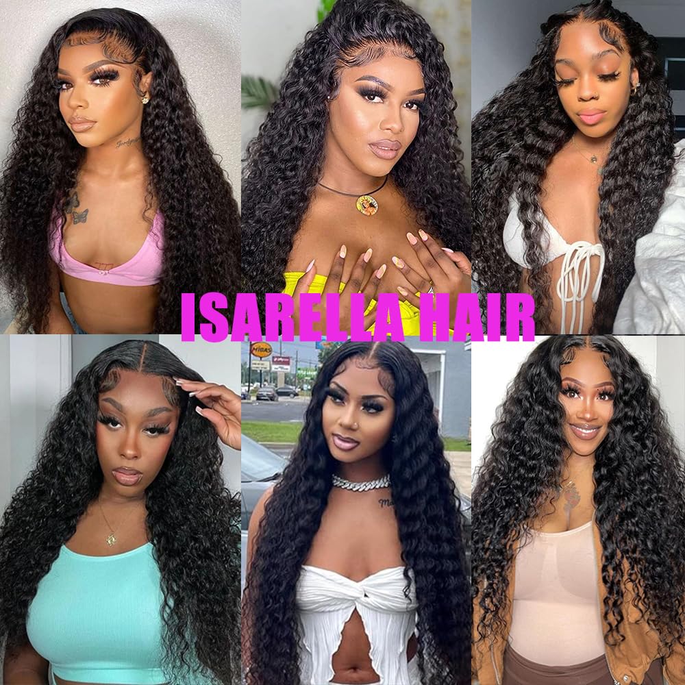 Wear and Go Glueless Wigs Human Hair Pre Plucked Pre Cut for Beginners Deep Wave Lace Front Wigs Human Hair for Women HD Lace Frontal Wigs 180% Density 13x4 Curly Lace Wig with Baby Hair 20inch