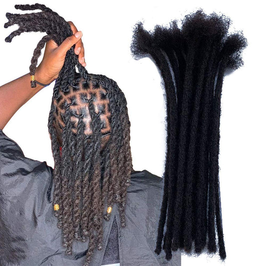 YONNA Human Hair Microlocks Sisterlocks Dreadlocks Extensions 20Locs Full Handmade (Width 0.4cm) 10inch Natual Black #1B