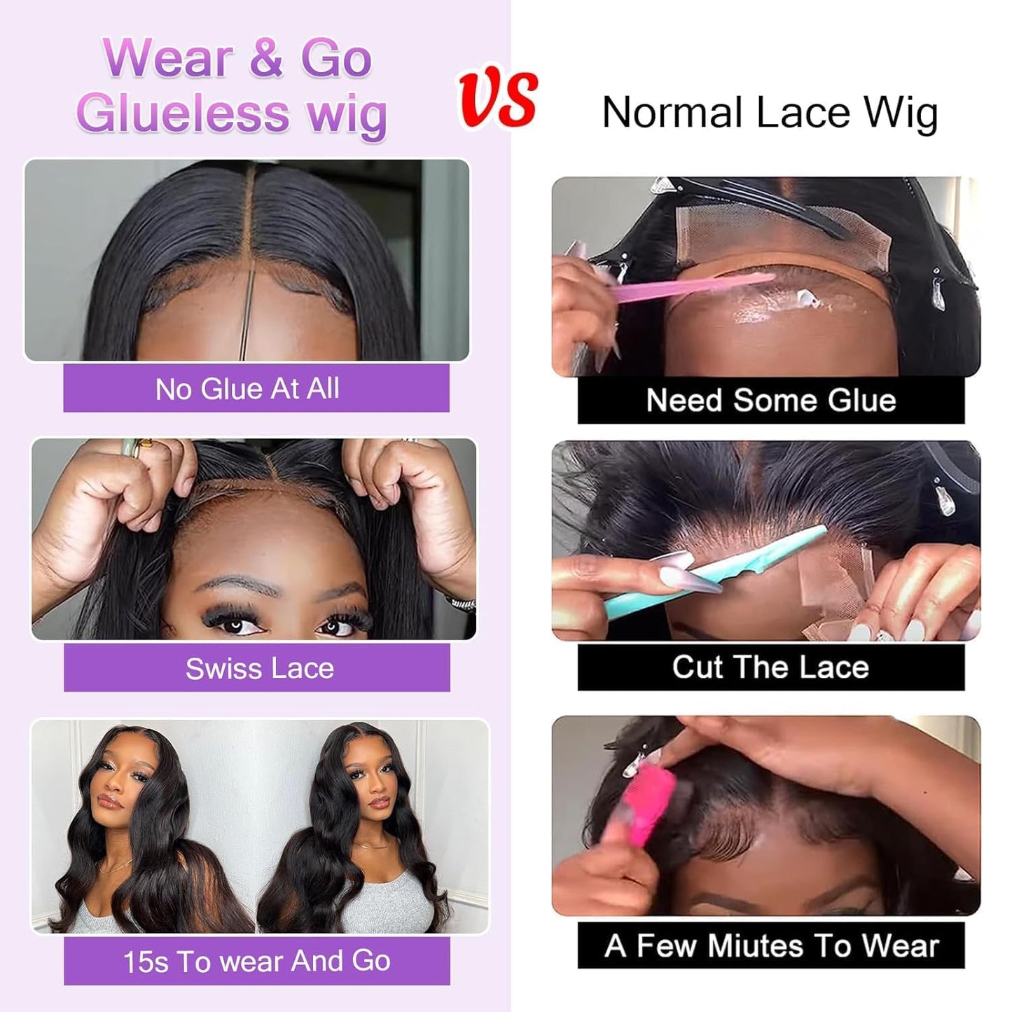 oveflect Glueless Wigs Human Hair Pre Plucked Pre Cut for Beginners Body Wave 5X5 HD Closure No Glue Wig for Women (18 Inch)