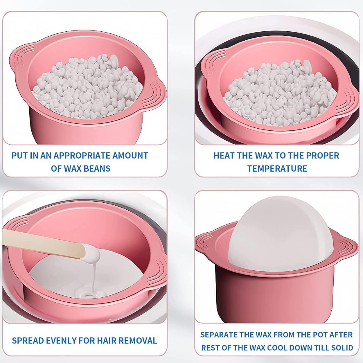 2 Pcs Silicone Wax Warmer Liner & 50 Pcs Waxing Sticks Body Hair Removal Sticks Applicator Easy to Clean Non-Stick Wax Pot Silicone Bowl Replacement…