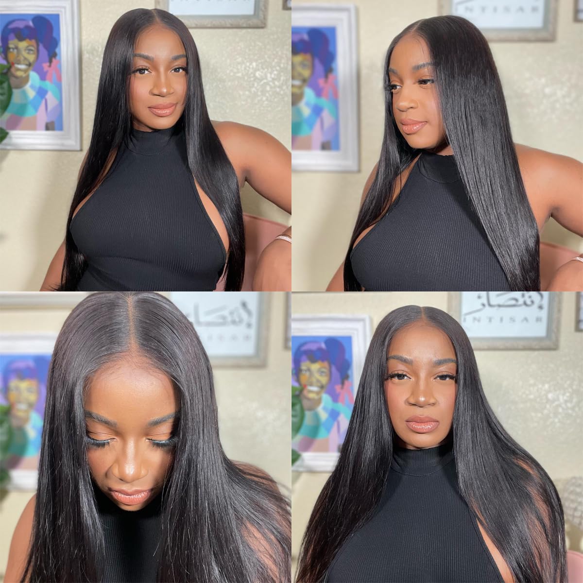 Sunelk Wear and Go Glueless Wigs Human Hair Pre Cut HD Lace 6x4 Straight Lace Front Wigs Human Hair Pre Plucked 180% Density Glueless Wigs Human Hair for Beginners 22 inch